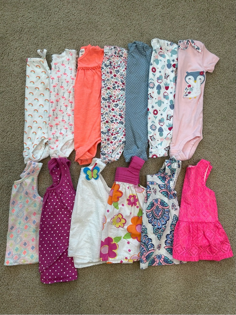 Cute Baby Girl Bodysuit & Tank Top Bundle Size 12-18 Months